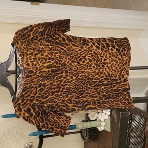 Ralph Lauren Leopard short sleeve LG top.  Logo bottom right.